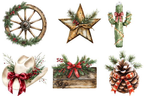Western Christmas Clipart Sublimation SVGArt 