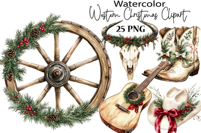 Western Christmas Clipart Sublimation SVGArt 