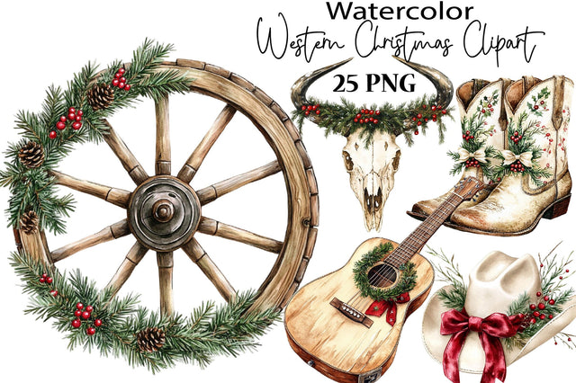 Western Christmas Clipart Sublimation SVGArt 