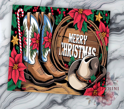 Western Christmas Cowgirl Boots Tumbler, Western Christmas Design, 20oz Wrap, Rustic Holiday Drinkware, Country Style Gift, Festive Sublimation, Western Decor Sublimation Li Zamperini 