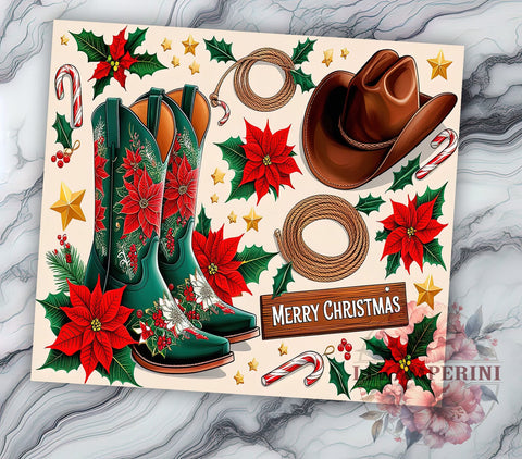 Western Christmas Cowgirl Boots Tumbler, Western Christmas Design, 20oz Wrap, Rustic Holiday Drinkware, Country Style Gift, Festive Sublimation, Western Decor Sublimation Li Zamperini 