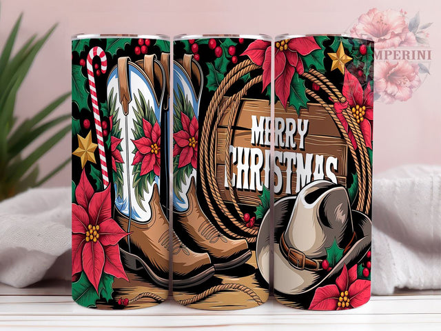 Western Christmas Cowgirl Boots Tumbler, Western Christmas Design, 20oz Wrap, Rustic Holiday Drinkware, Country Style Gift, Festive Sublimation, Western Decor Sublimation Li Zamperini 