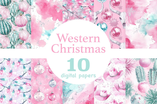 Western Christmas Papers | Cowboy Pattern Digital Pattern GlamArtZhanna 
