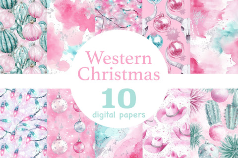 Western Christmas Papers | Cowboy Pattern Digital Pattern GlamArtZhanna 
