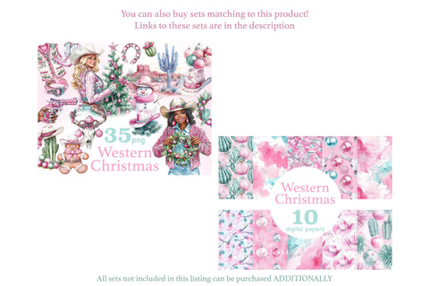 Western Christmas Papers | Cowboy Pattern Digital Pattern GlamArtZhanna 