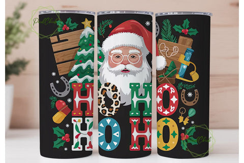 Western Christmas Santa 20oz Tumbler Sublimation PixelChick 
