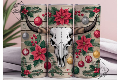 Western Christmas Skull 20oz Tumbler Sublimation sassyprint 