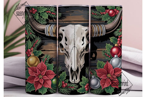 Western Christmas Skull 20oz Tumbler Sublimation sassyprint 