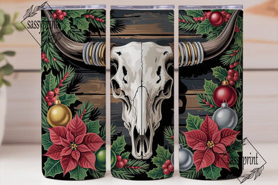 Western Christmas Skull 20oz Tumbler Sublimation sassyprint 