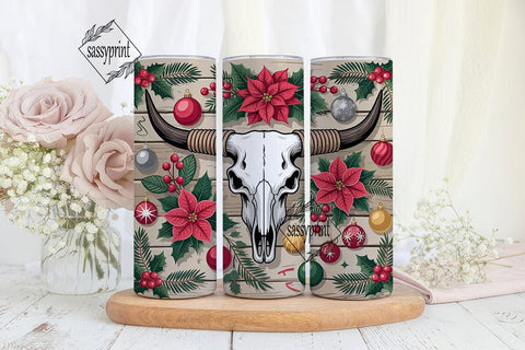Western Christmas Skull 20oz Tumbler Sublimation sassyprint 