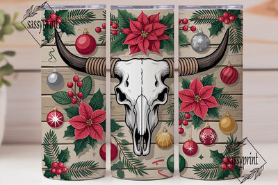 Western Christmas Skull 20oz Tumbler Sublimation sassyprint 