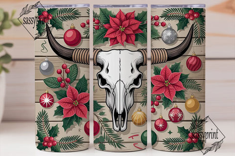 Western Christmas Skull 20oz Tumbler Sublimation sassyprint 