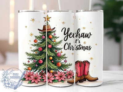 Western Christmas Tumbler, Yeehaw Holiday Decor, Country Christmas Gift, Rustic Christmas Drinkware, Cowboy Christmas, Sublimation PNG, Festive Western Design Sublimation ToriDesigns 