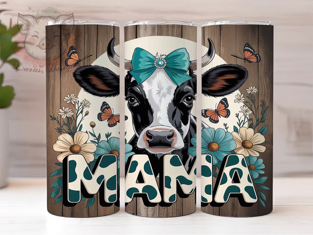 Western Coquette Mama Tumbler, Cow Print Wrap, Turquoise Coquette Design, Sublimation Cup, 20oz Skinny Tumbler, Leopard Western Drinkware, Coquette Bow Style Sublimation Lara' s Designs 
