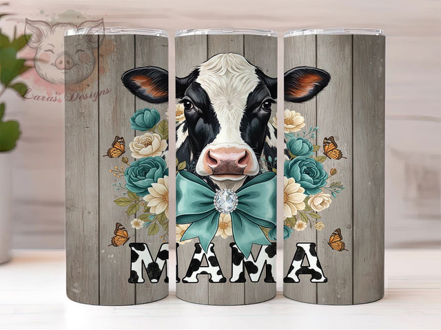 Western Coquette Mama Tumbler, Cow Print Wrap, Turquoise Coquette Design, Sublimation Cup, 20oz Skinny Tumbler, Leopard Western Drinkware, Coquette Bow Style Sublimation Lara' s Designs 