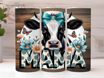 Western Coquette Mama Tumbler, Cow Print Wrap, Turquoise Coquette Design, Sublimation Cup, 20oz Skinny Tumbler, Leopard Western Drinkware, Coquette Bow Style Sublimation Lara' s Designs 