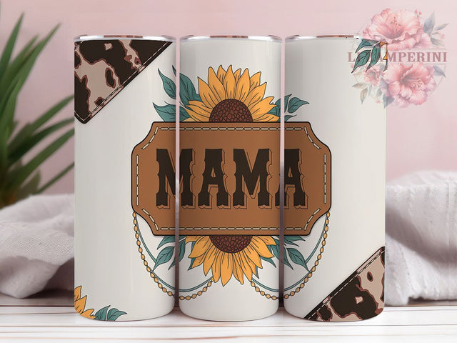 Western Cow Print Mama Rustic Sunflower Tumbler, Cow Print Tumbler, Rustic Sunflower Tumbler, Mama Tumbler, Farmhouse Tumbler, 20oz Sublimation Wrap, Country Girl Tumbler Sublimation Li Zamperini 