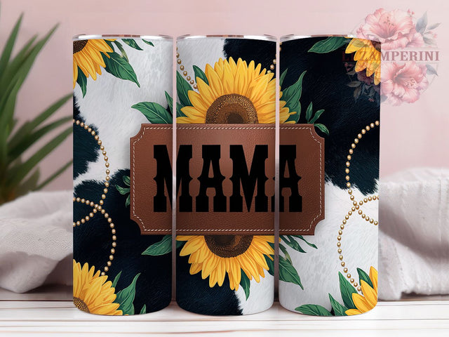 Western Cow Print Mama Rustic Sunflower Tumbler, Cow Print Tumbler, Rustic Sunflower Tumbler, Mama Tumbler, Farmhouse Tumbler, 20oz Sublimation Wrap, Country Girl Tumbler Sublimation Li Zamperini 