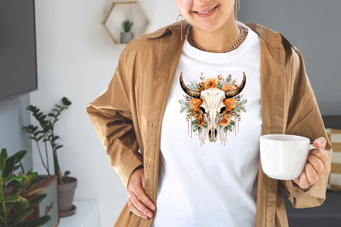 Western Cow Skull Watercolor Bundle Sublimation Designangry 