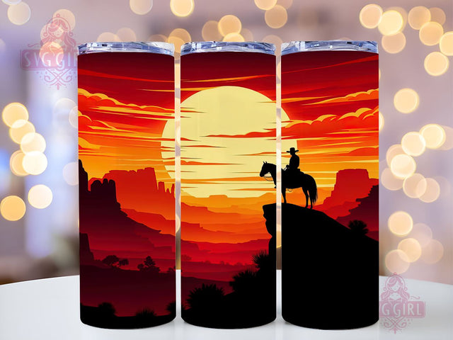 Western Cowboy 20oz Tumbler Wrap Sublimation Design, Straight Tapered Tumbler Wrap, Western Tumbler Png, Instant Digital Download Sublimation SvggirlplusArt 