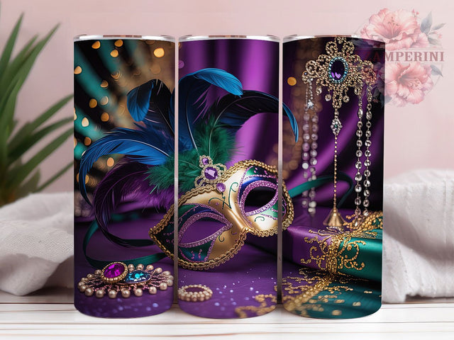 Western Cowboy Mardi Gras Tumbler, Carnival Cowboy Wrap, Festive Beads Cup, 20oz Sublimation Wrap, Stylish Western Mardi Gras Tumbler, Artistic Carnival Design Cup, Cowboy Party Theme Wrap Sublimation Li Zamperini 