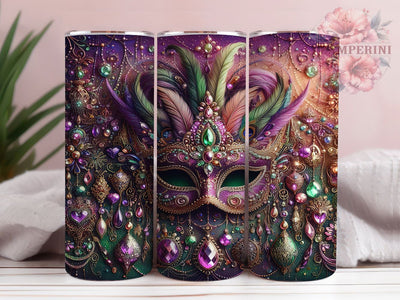 Western Cowboy Mardi Gras Tumbler, Carnival Cowboy Wrap, Festive Beads Cup, 20oz Sublimation Wrap, Stylish Western Mardi Gras Tumbler, Artistic Carnival Design Cup, Cowboy Party Theme Wrap Sublimation Li Zamperini 