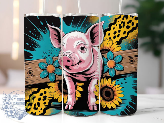 Western Cowboy Pig 20oz Tumbler, Cowboy Tumbler, 20oz Wrap, Sublimation PNG, Farm Animal Cup, Country Gift, Rustic Design Sublimation ToriDesigns 