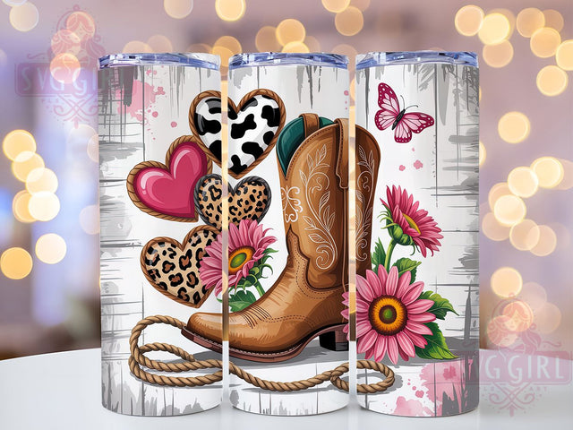 Western Cowboy Valentine Tumbler, Valentine Theme, Cowboy Love, Sublimation Art, 20oz Tumbler, Rustic Design, Romantic Wrap Sublimation SvggirlplusArt 