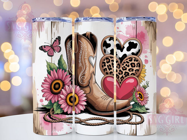 Western Cowboy Valentine Tumbler, Valentine Theme, Cowboy Love, Sublimation Art, 20oz Tumbler, Rustic Design, Romantic Wrap Sublimation SvggirlplusArt 