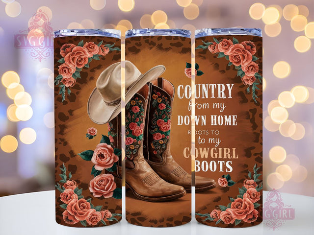 Western Cowgirl Boots And Hat 20oz Tumbler Wrap Sublimation Design, Straight Tapered Tumbler Wrap, Cowgirl Tumbler Png, Instant Digital Download Sublimation SvggirlplusArt 