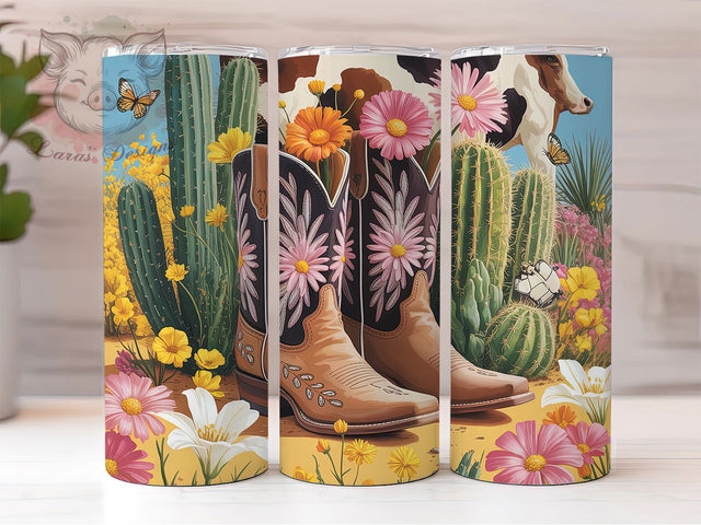 Western Cowgirl Boots Tumbler, Western Theme, Country Style, Rodeo Design, Rustic Fashion, Tumbler Wrap, Sublimation Design, 20oz Tumbler, Western Artwork Sublimation Lara' s Designs 