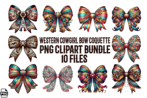 Western Cowgirl Bow Coquette PNG Bundle Printable File Sublimation Creativedesigntee 