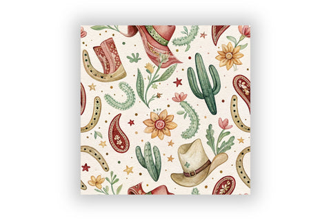 Western Cowgirl Digital Paper Pack, Seamless Watercolor Pattern Bundle, Printable Scrapbook Paper, Bandana Horseshoe Design Collection Digital Pattern FloridPrintables 