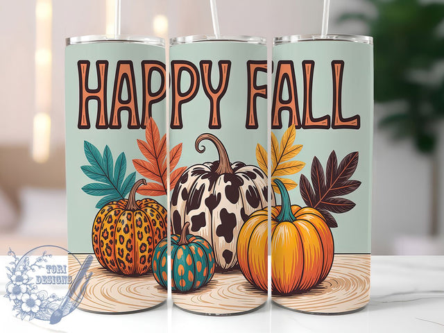 Western Cowgirl Happy Fall Tumbler, Happy Fall Wrap, Cowgirl Autumn Cup, 20oz Western Tumbler, Rustic Fall Sublimation, Country Girl Fall Mug, Fall Vibes Western Design Sublimation ToriDesigns 