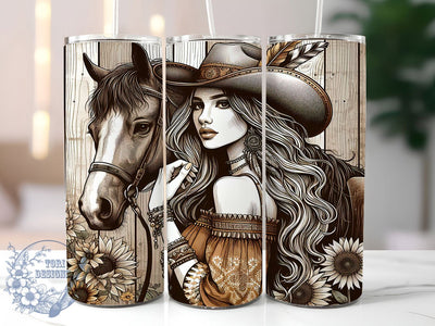 Western Cowgirl Horse Lover Tumbler, Horse Lover Wrap, Western Rodeo Cup, Equestrian Gift, Country Girl Sublimation, Horseback Riding Mug, Rustic Farmhouse Tumbler Sublimation ToriDesigns 