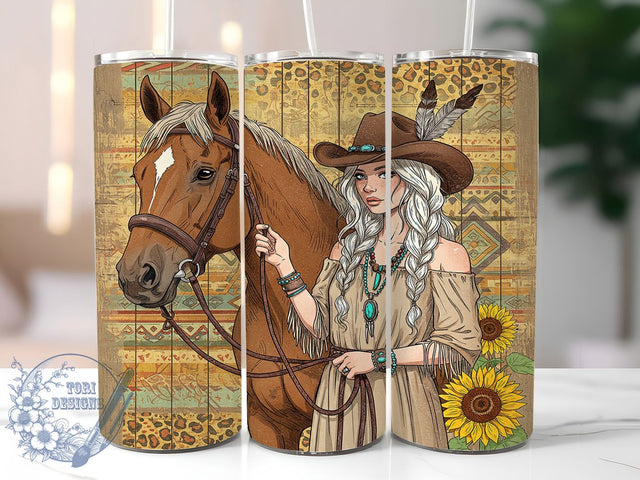 Western Cowgirl Horse Lover Tumbler, Horse Lover Wrap, Western Rodeo Cup, Equestrian Gift, Country Girl Sublimation, Horseback Riding Mug, Rustic Farmhouse Tumbler Sublimation ToriDesigns 