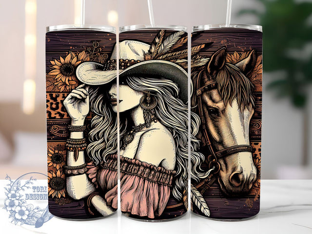 Western Cowgirl Horse Lover Tumbler, Horse Lover Wrap, Western Rodeo Cup, Equestrian Gift, Country Girl Sublimation, Horseback Riding Mug, Rustic Farmhouse Tumbler Sublimation ToriDesigns 