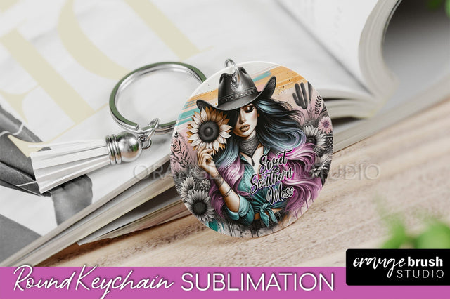 Western Cowgirl Keychain PNG - Inspirational Quote Keychain Sublimation OrangeBrushStudio 