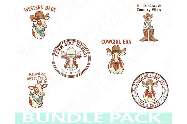 Western Cowgirl Png Bundle, Boots Cows Country Vibes, Cowgirl Era Farm Girl Energy, Raised on Sweet Tea and Cattle, Western Babe Shirt SVG TiffsCraftyCreations 