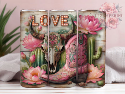 Western Cowgirl Valentine Tumbler, Western Love Tumbler, Valentine's Day 20oz Wrap, Sublimation Design, Romantic Western Gift, Rustic Cowgirl Wrap, Stylish Valentine Tumbler Sublimation Li Zamperini 