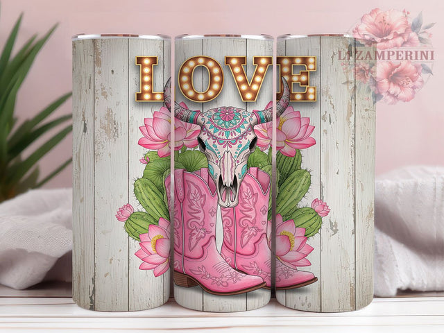 Western Cowgirl Valentine Tumbler, Western Love Tumbler, Valentine's Day 20oz Wrap, Sublimation Design, Romantic Western Gift, Rustic Cowgirl Wrap, Stylish Valentine Tumbler Sublimation Li Zamperini 