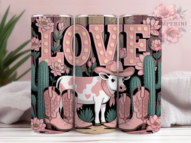 Western Cowgirl Valentine Tumbler, Western Love Tumbler, Valentine's Day 20oz Wrap, Sublimation Design, Romantic Western Gift, Rustic Cowgirl Wrap, Stylish Valentine Tumbler Sublimation Li Zamperini 