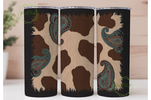Western Cowhide & Paisley 20oz Tumbler Sublimation PixelChick 