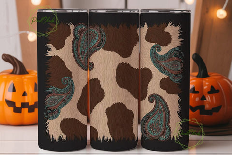 Western Cowhide & Paisley 20oz Tumbler Sublimation PixelChick 