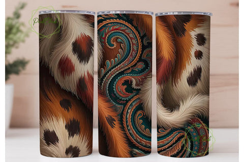 Western Cowhide & Paisley 20oz Tumbler Sublimation PixelChick 