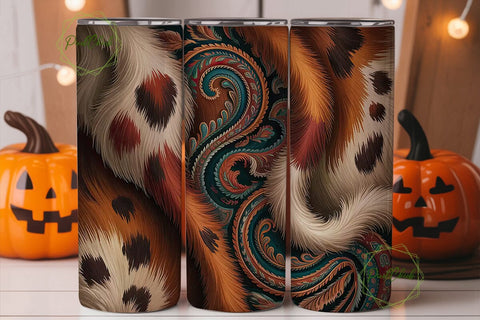 Western Cowhide & Paisley 20oz Tumbler Sublimation PixelChick 