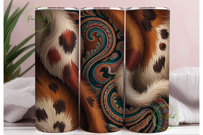 Western Cowhide & Paisley 20oz Tumbler Sublimation PixelChick 