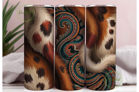 Western Cowhide & Paisley 20oz Tumbler Sublimation PixelChick 