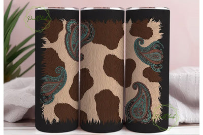 Western Cowhide & Paisley 20oz Tumbler Sublimation PixelChick 