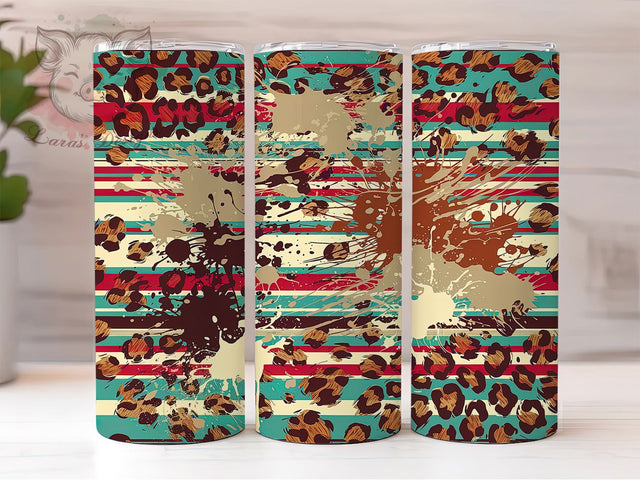 Western Cowhide Serape 20oz Tumbler, Cowhide Tumbler, Leopard Print Tumbler, Serape Tumbler, Southwestern Tumbler, 20oz Sublimation Wrap, Boho Tumbler Sublimation Lara' s Designs 